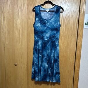 LuLaRoe Blue Tie-Dye Sleeveless Sundress with pockets